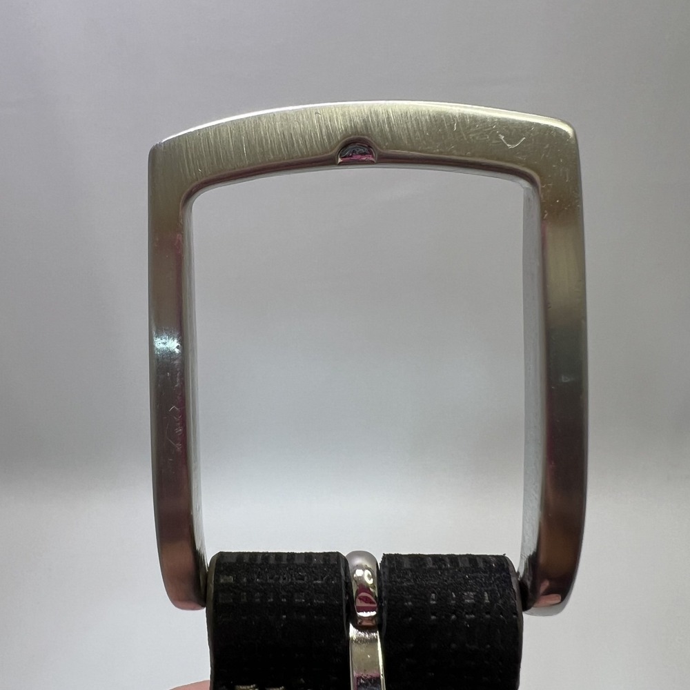 REMO TULLIANO Men Italian Leather Black Texture Belt 46 Silver Finish Buckle USA - Picture 4 of 8